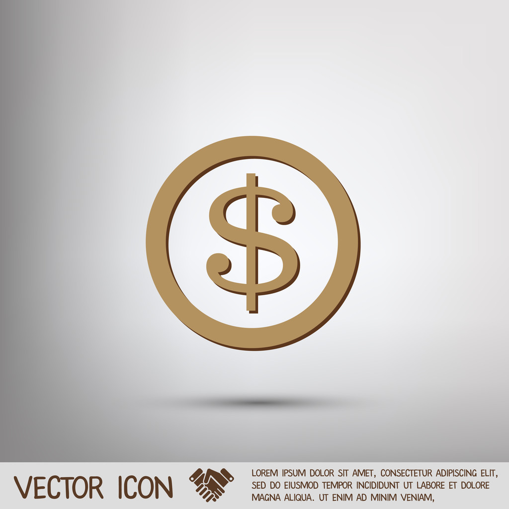 долар монета ікона
 - Вектор, зображення