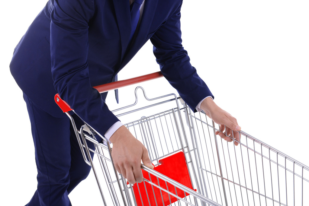 man with empty shopping cart - Photo, Image