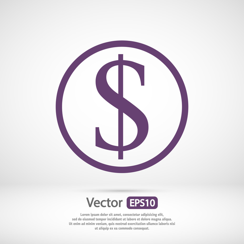 Icono de dinero, Estilo de diseño plano
 - Vector, Imagen