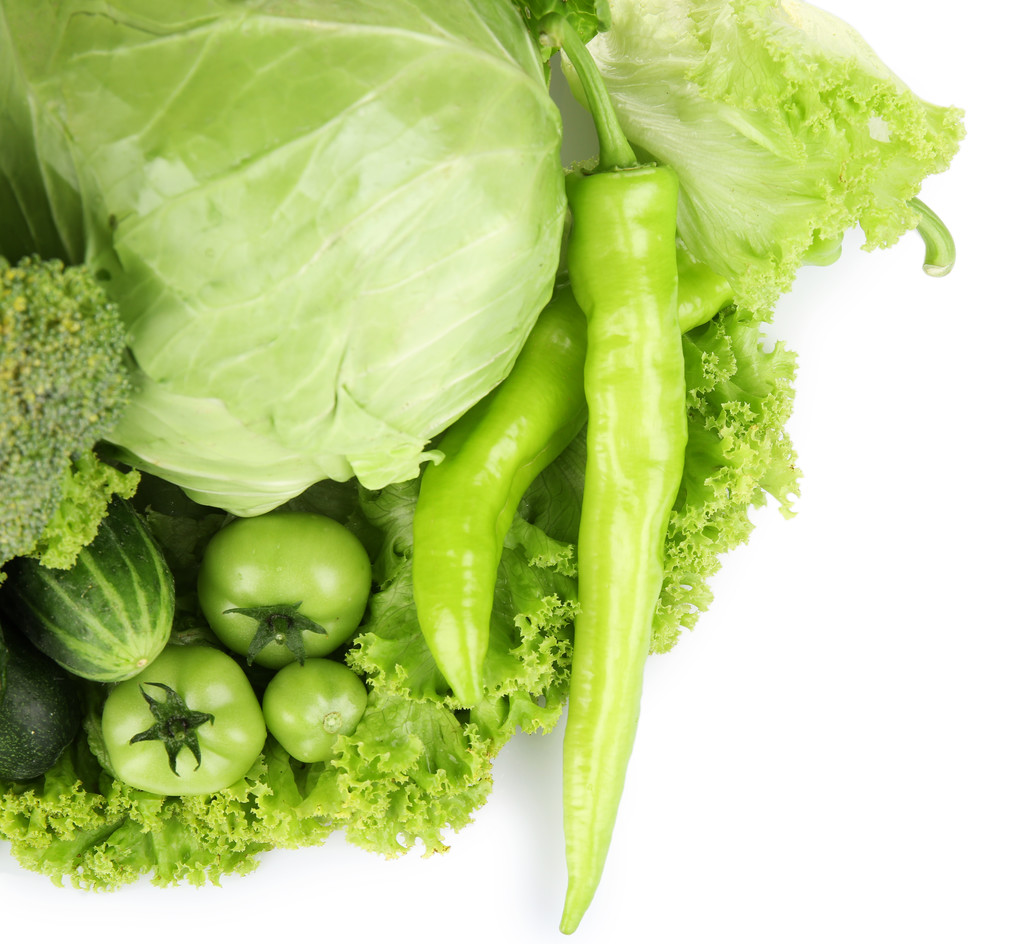 Montón de verduras verdes aisladas en blanco
 - Foto, Imagen