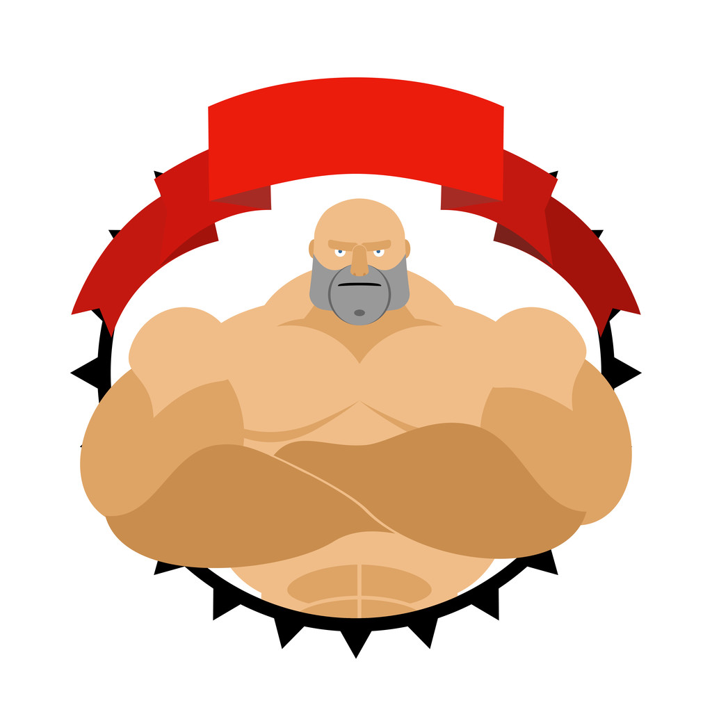 Un hombre fuerte en círculo. Logo para sala de fitness o equipo deportivo. Vec
 - Vector, Imagen