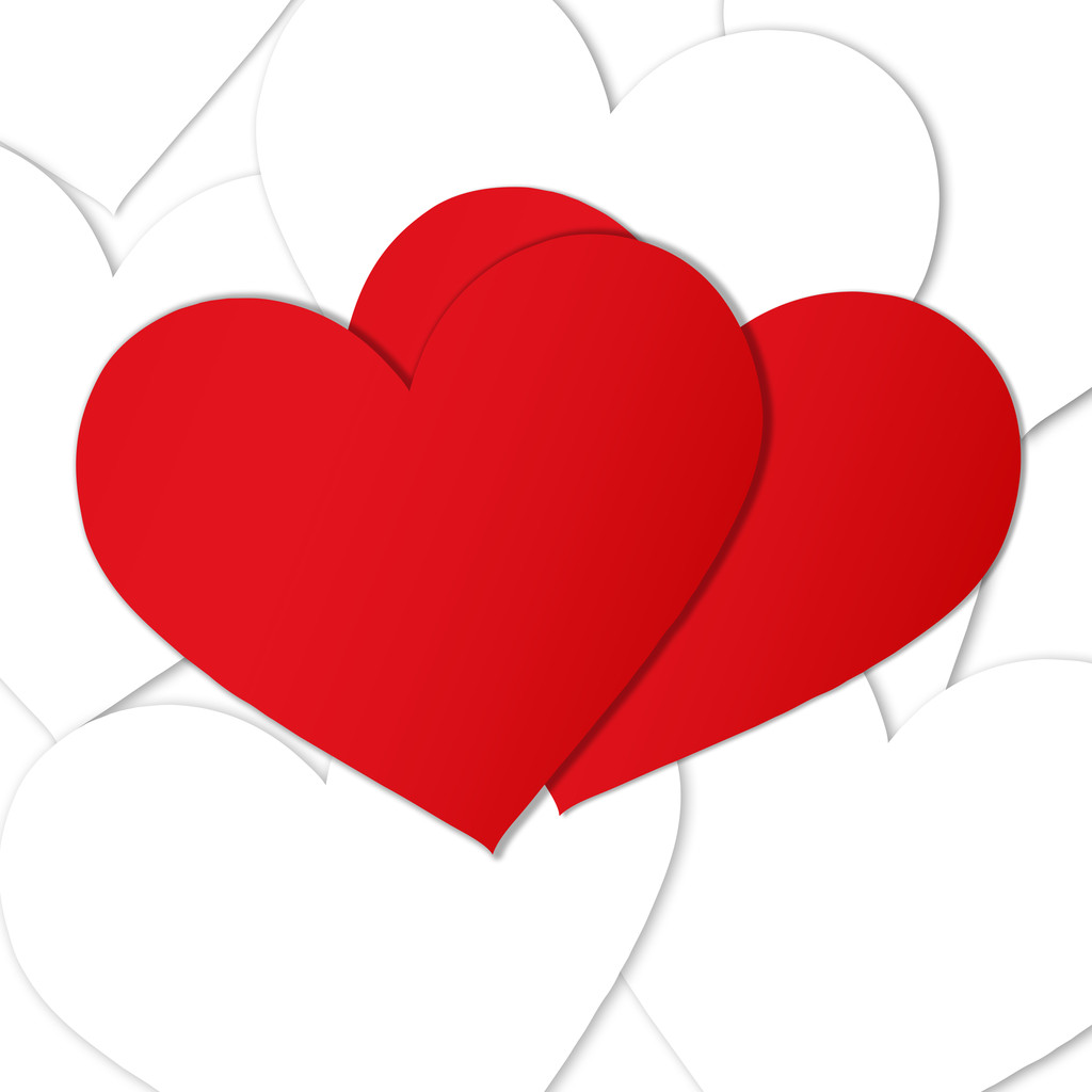 dois corações de papel vermelho
 - Foto, Imagem