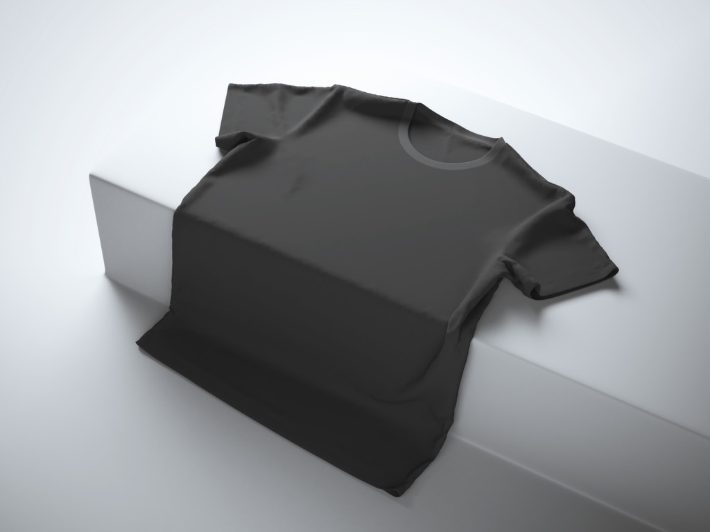 schwarzes T-Shirt im weißen Studio - Foto, Bild