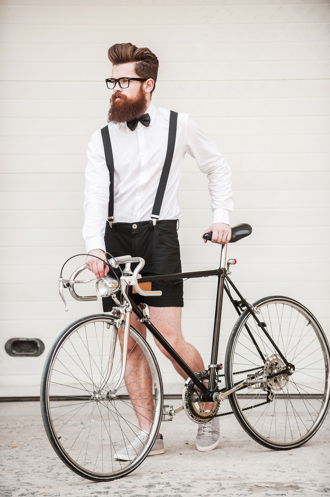 bonito Hipster com bicicleta
 - Foto, Imagem