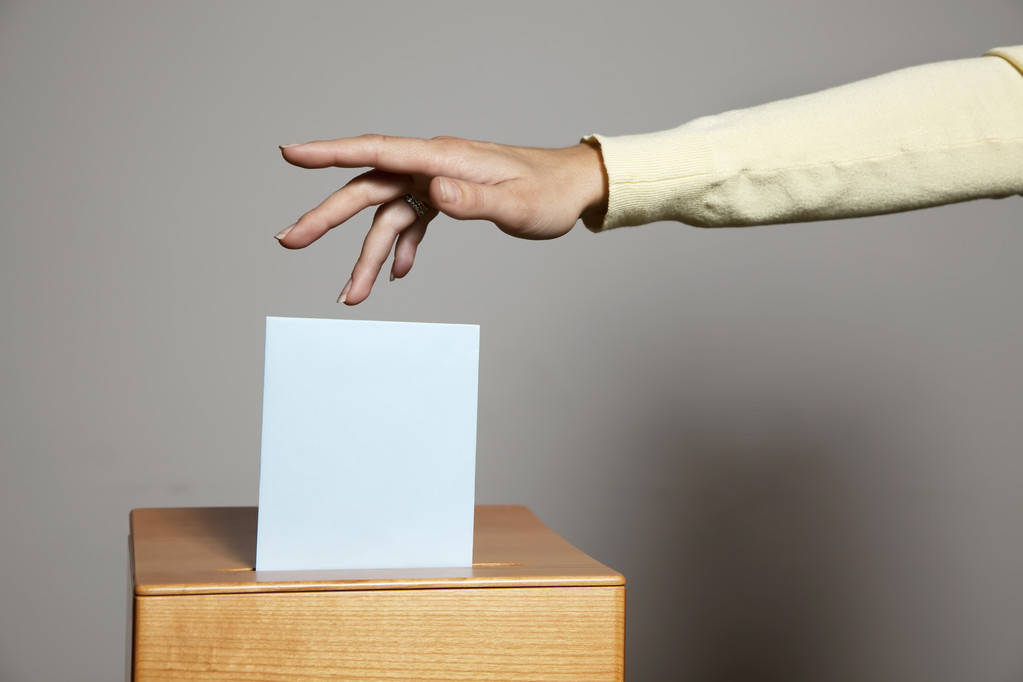Oy verme kabinindeki kadın - Fotoğraf, Görsel
