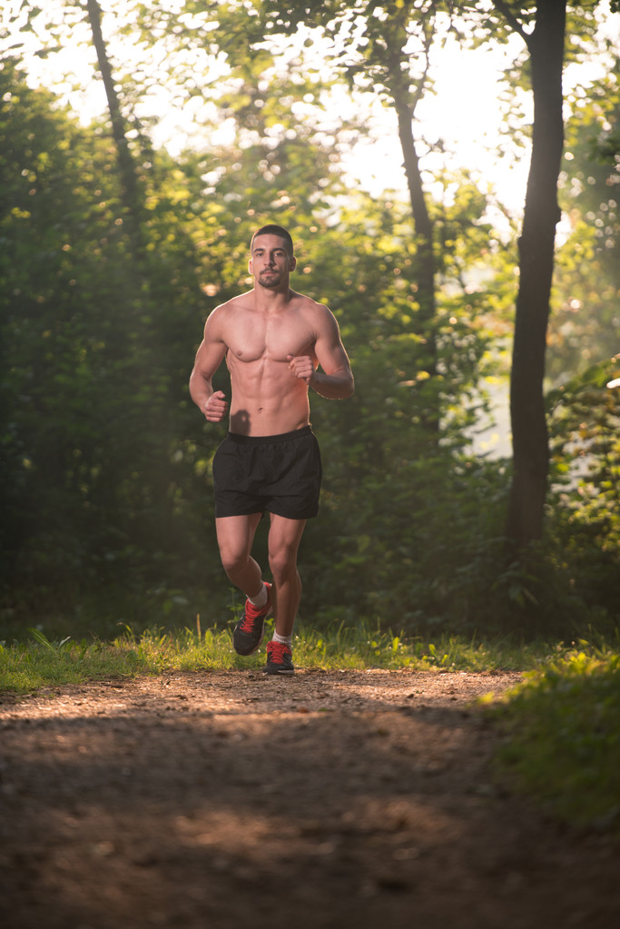 Healthy Fitness Man Jogging Outdoors - Photo, Image