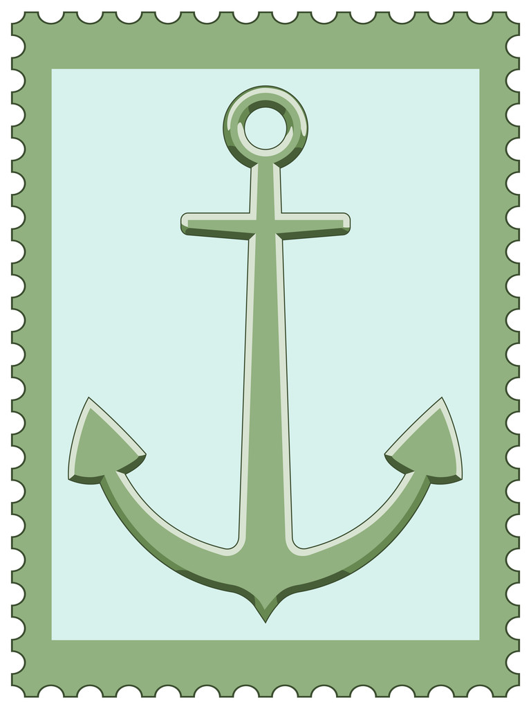 Anchor on postage stamp - Vector, Image