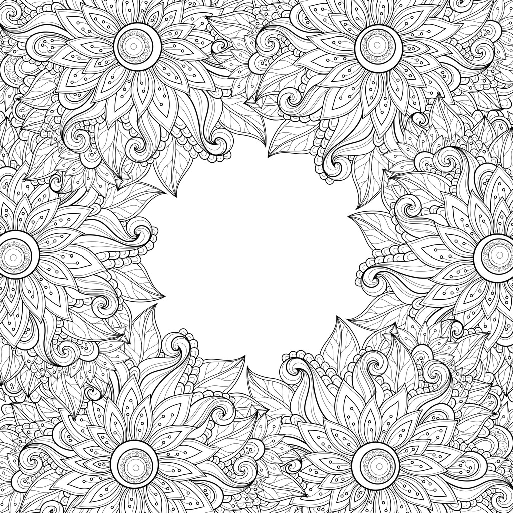 Abstracte zwart-wit bloemen achtergrond - Vector, afbeelding