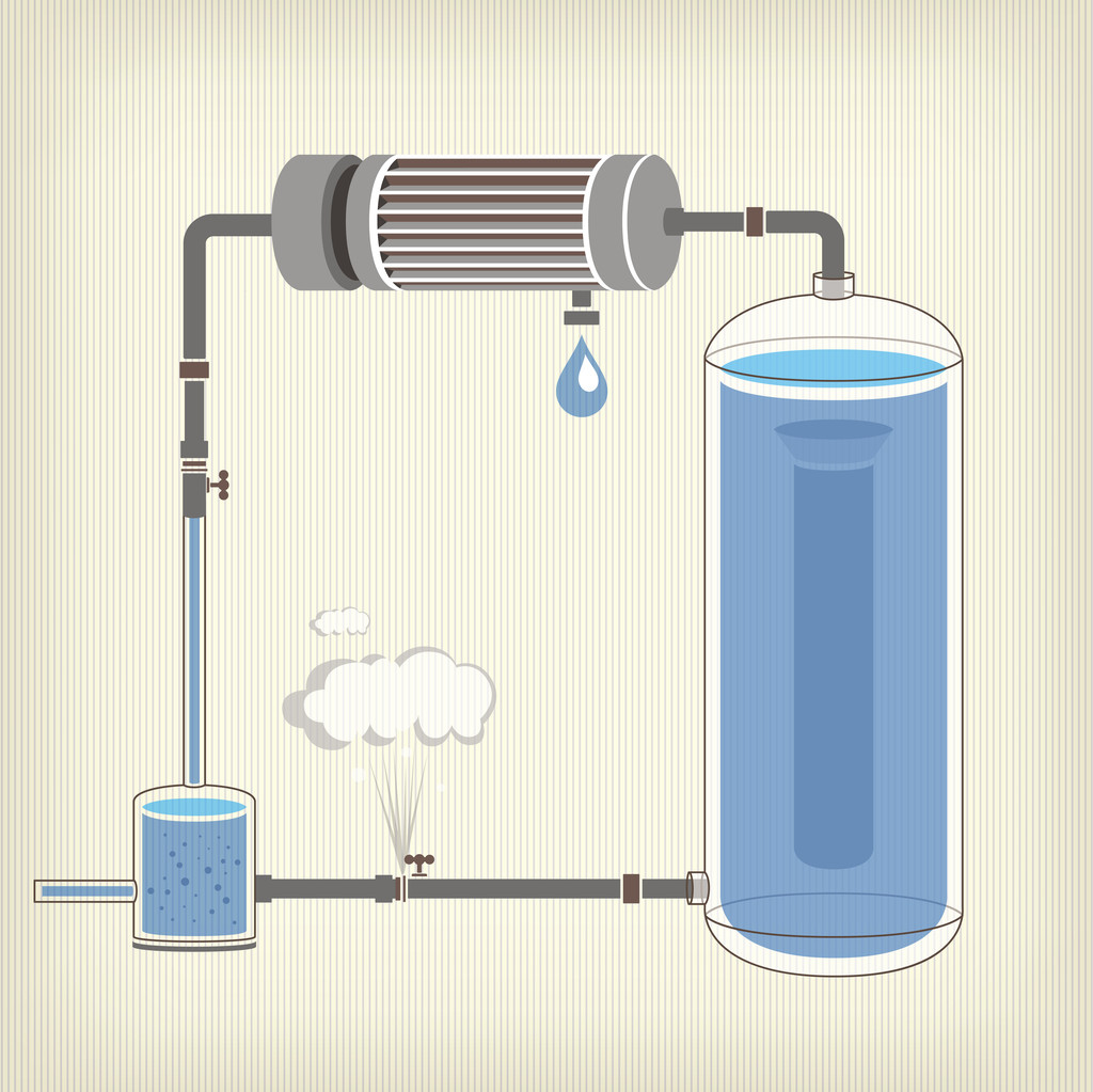 Infographics scheme with liquid, water tank - Vector, Image
