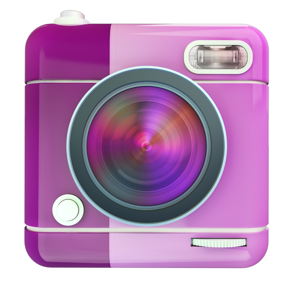 ピンクのカメラ アイコン - 写真・画像