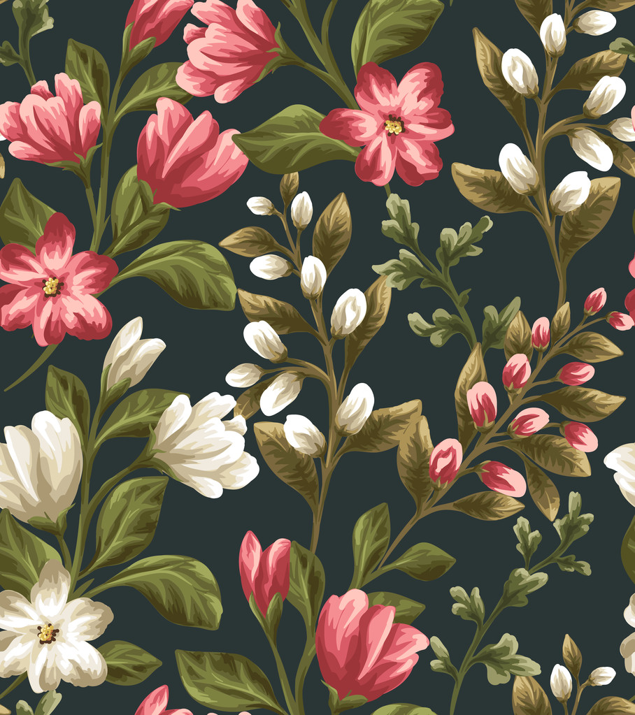 patrón sin costuras con hermosas flores - Vector, imagen
