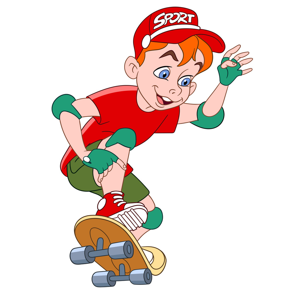 мальчик со скейтбордом
 - Вектор,изображение