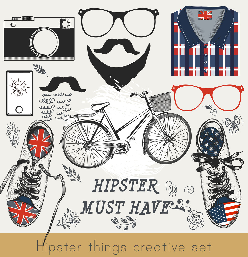 Creative vector set of hipster must haveHipster vector set of hi - Vector, Image