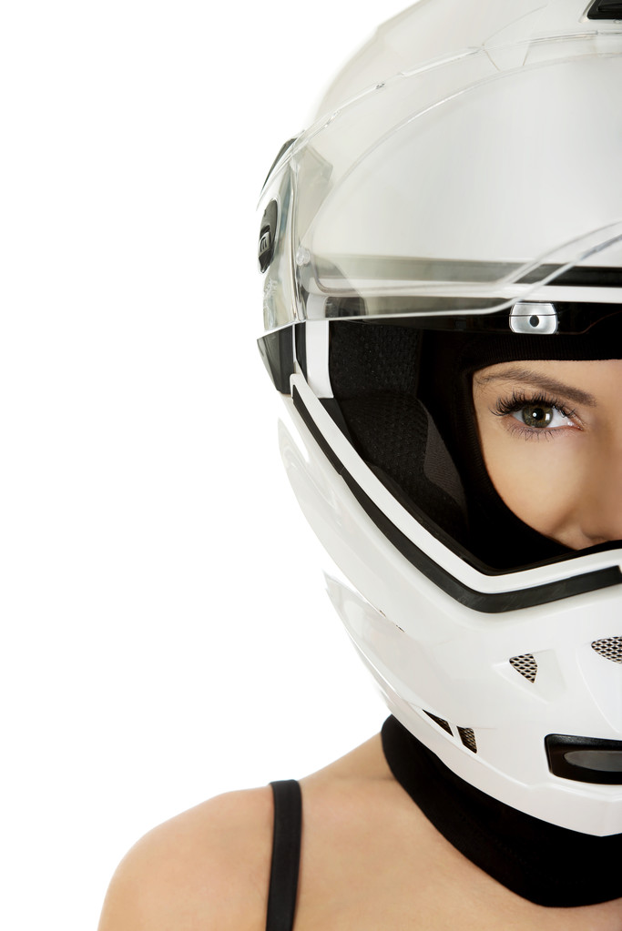 Mujer sexy con casco de moto
. - Foto, Imagen