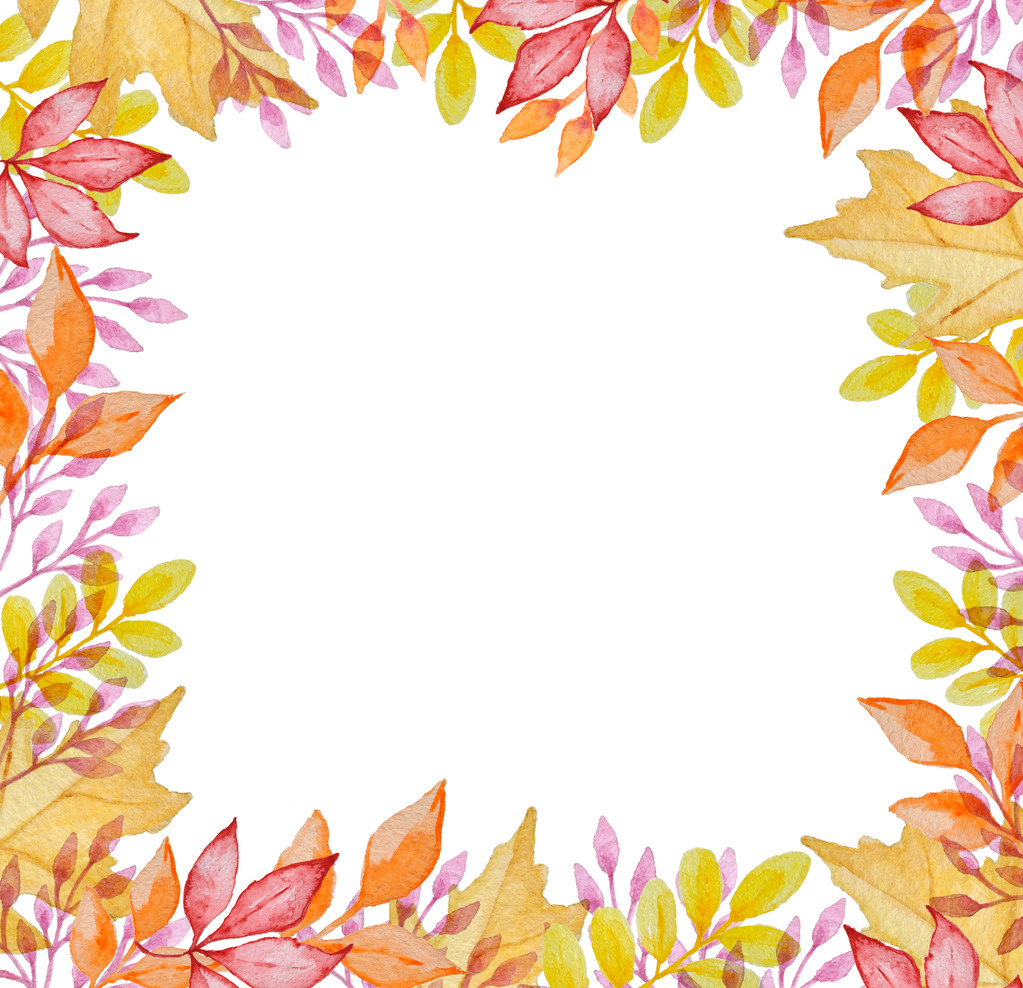 Watercolor frame with autumn leaves - Photo, Image