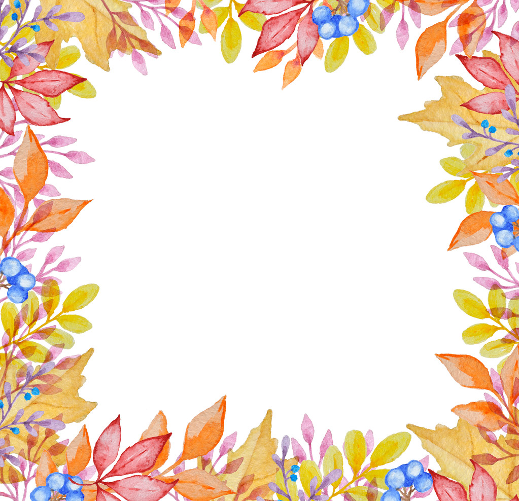 Aquarel frame met Herfstbladeren - Foto, afbeelding
