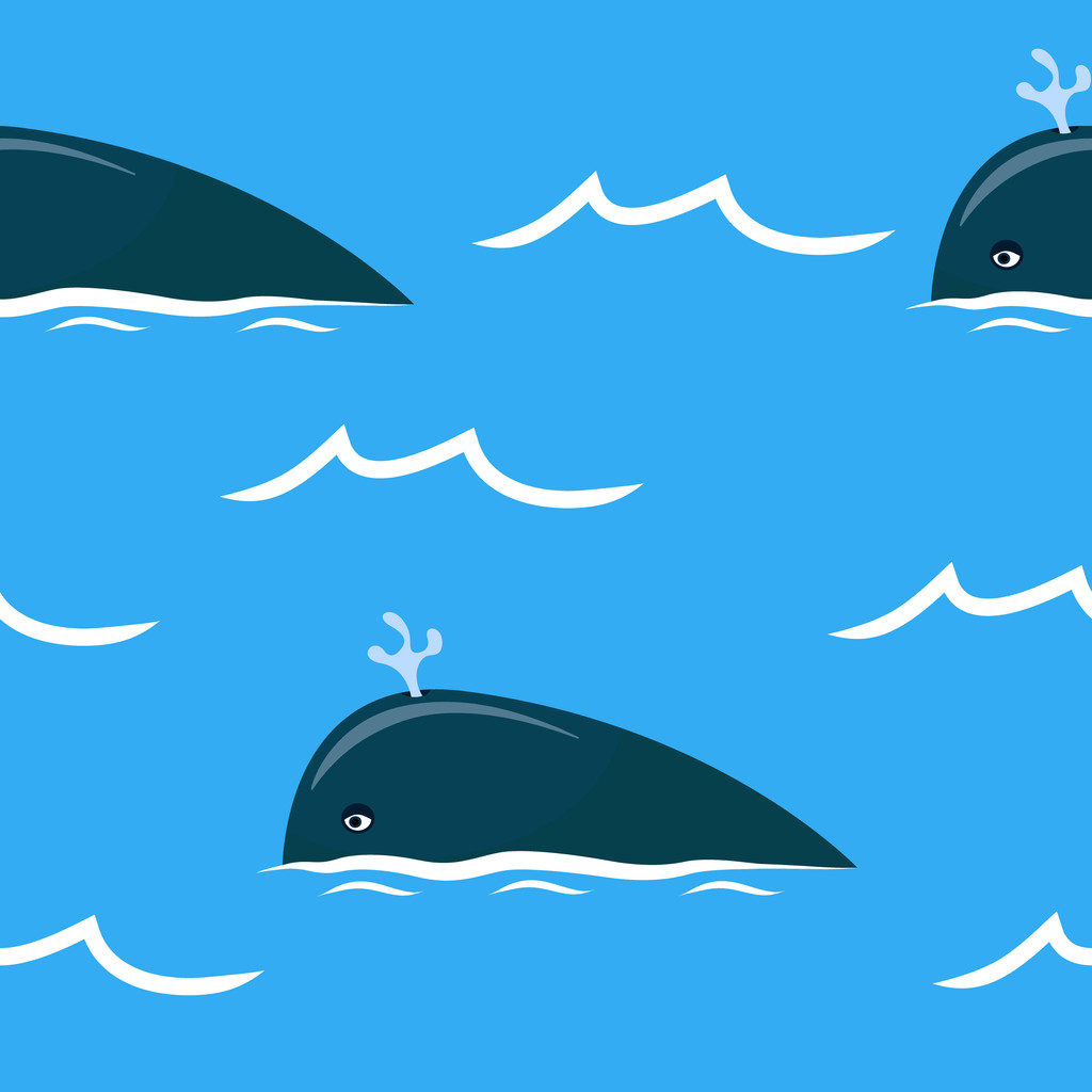 Seamless pattern with whales - Vector, Image