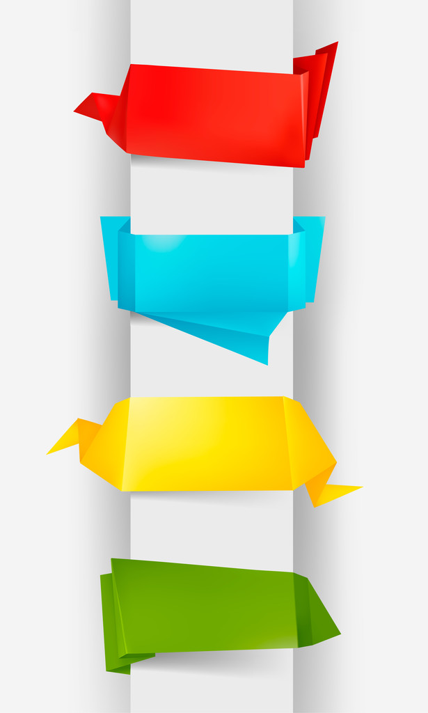 set van kleurrijke origami papier banners. vectorillustratie. - Vector, afbeelding