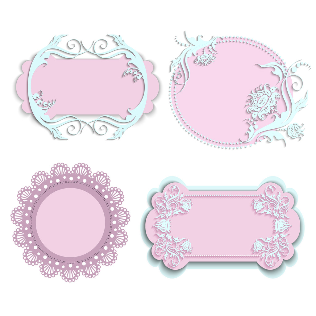 Set of pink frames for girls - Vector, Image