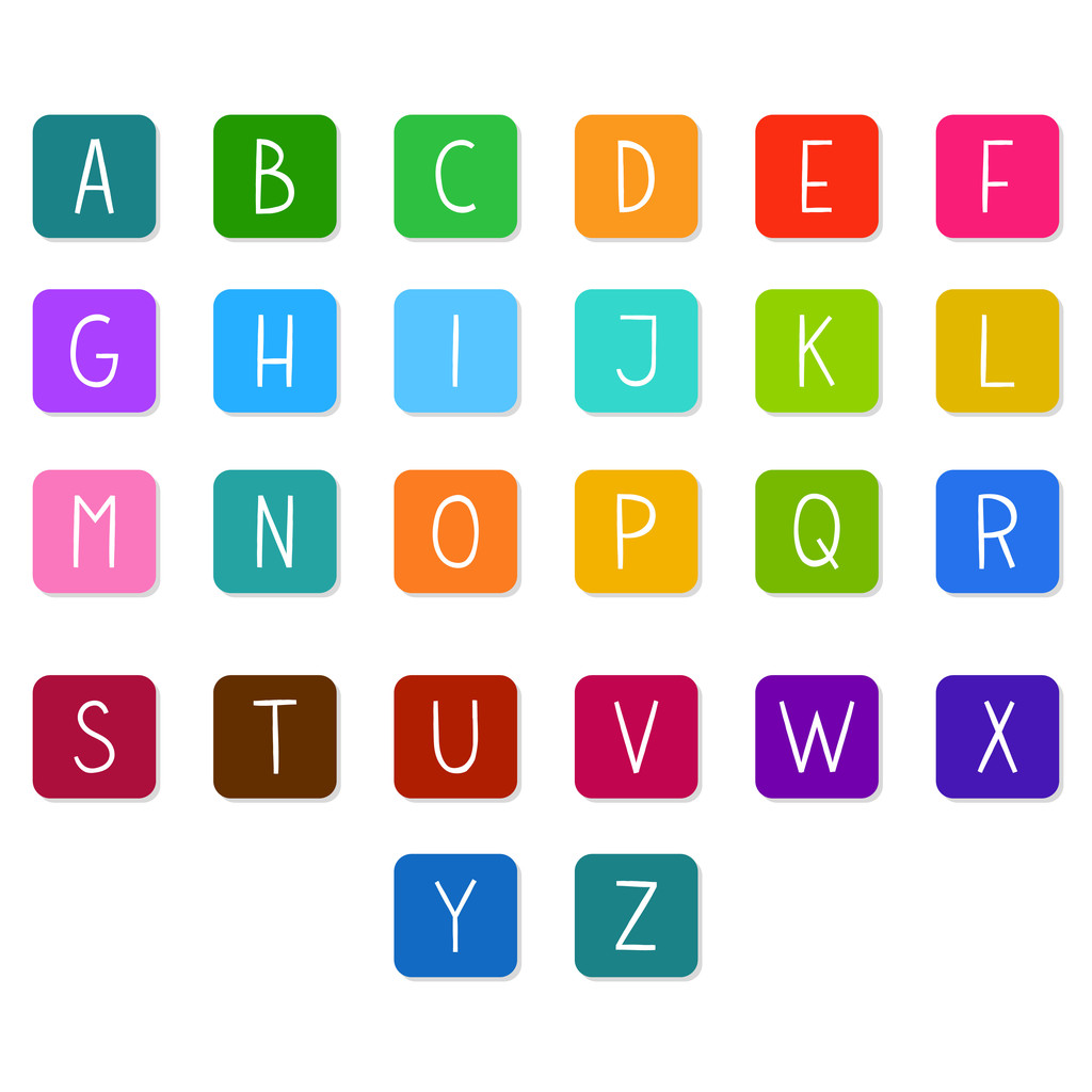 Cartoon flat colorful full alphabet. - Vector, Image