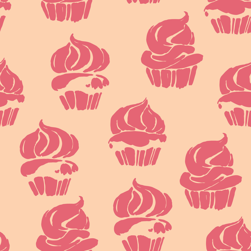 おいしいカップケーキのシームレス パターン - ベクター画像