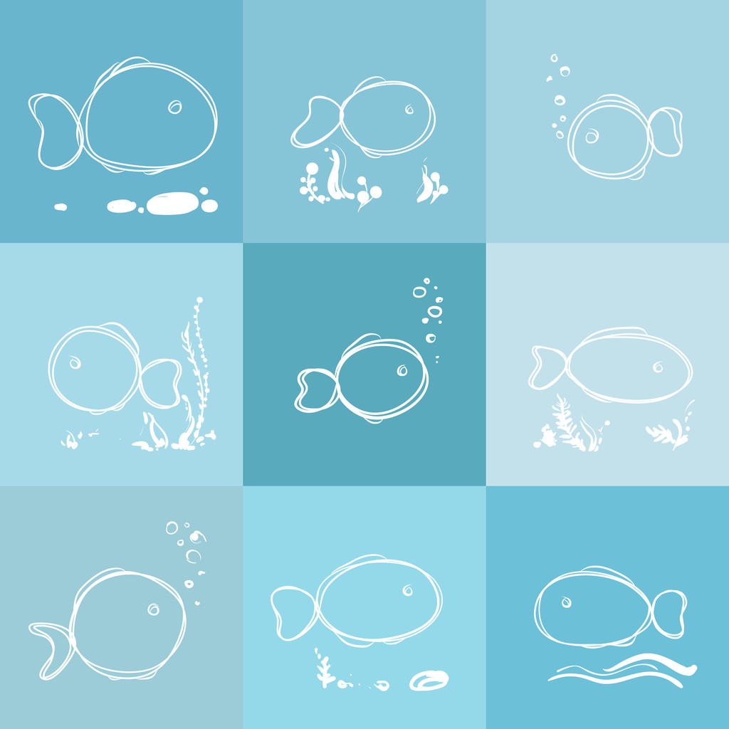 魚のシームレスなパターンのセット - ベクター画像