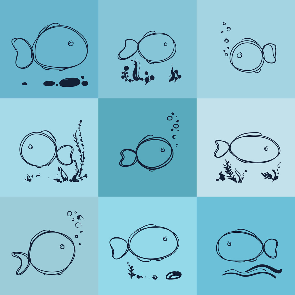 魚のシームレスなパターンのセット - ベクター画像