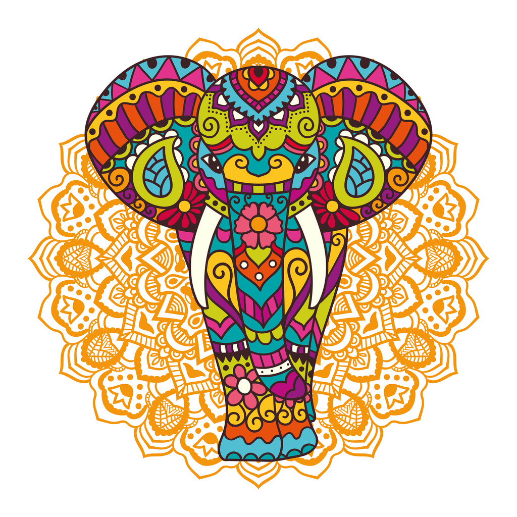 Dekoratív elefánt illusztráció - Vektor, kép