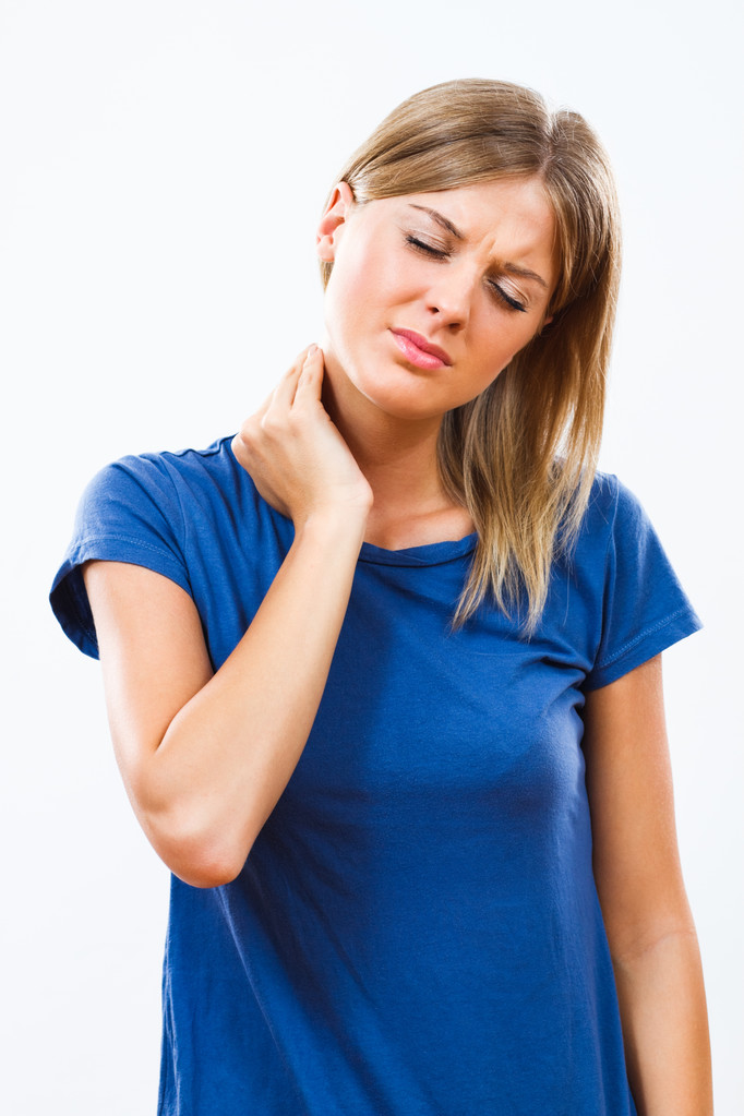 γυναίκα έχει τον πόνο στο λαιμό - Φωτογραφία, εικόνα