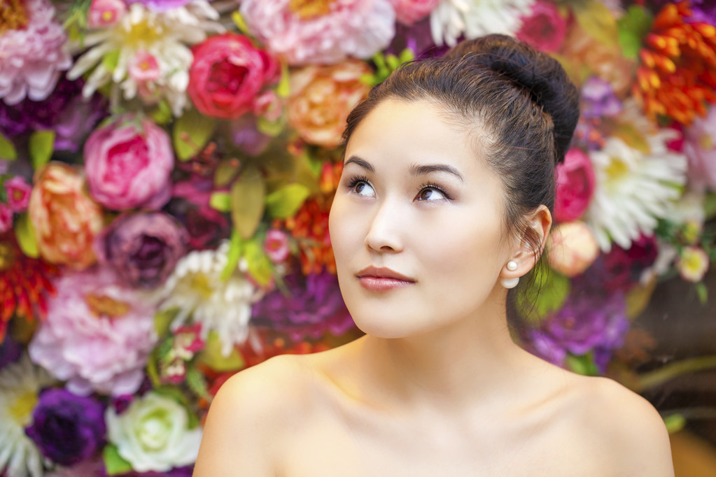 Asijská krása tváře portrét s čistou a svěží elegantní dáma - Fotografie, Obrázek