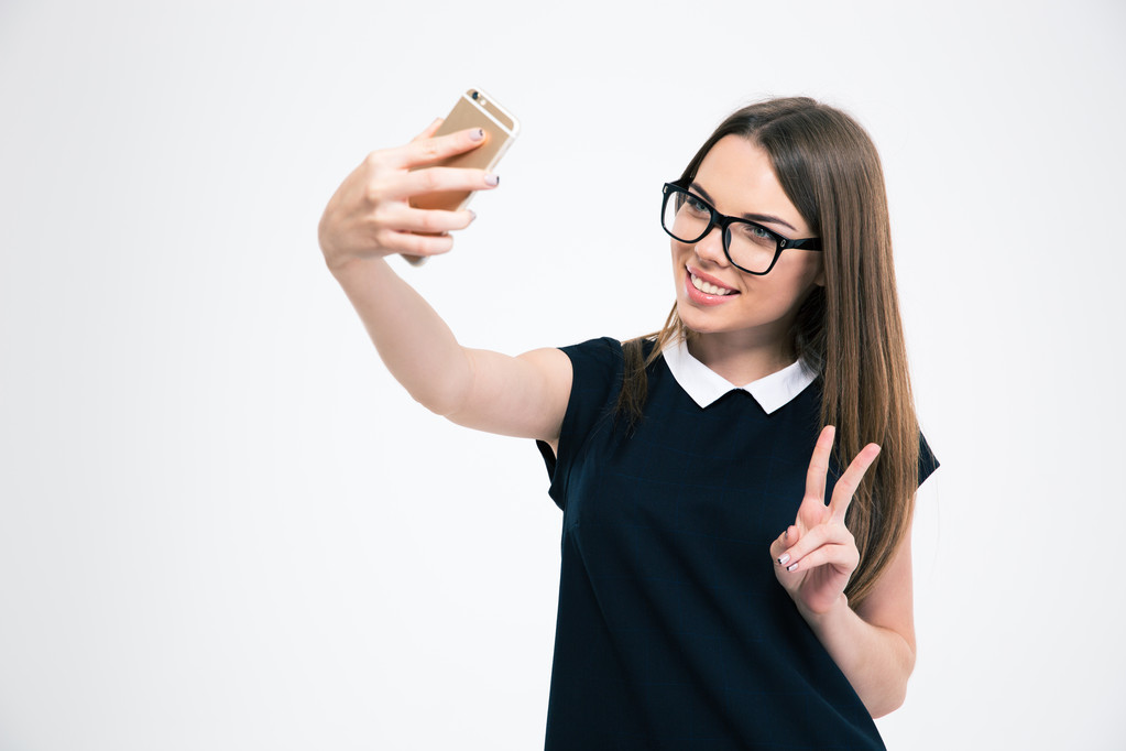 Menina feliz fazendo foto selfie
 - Foto, Imagem