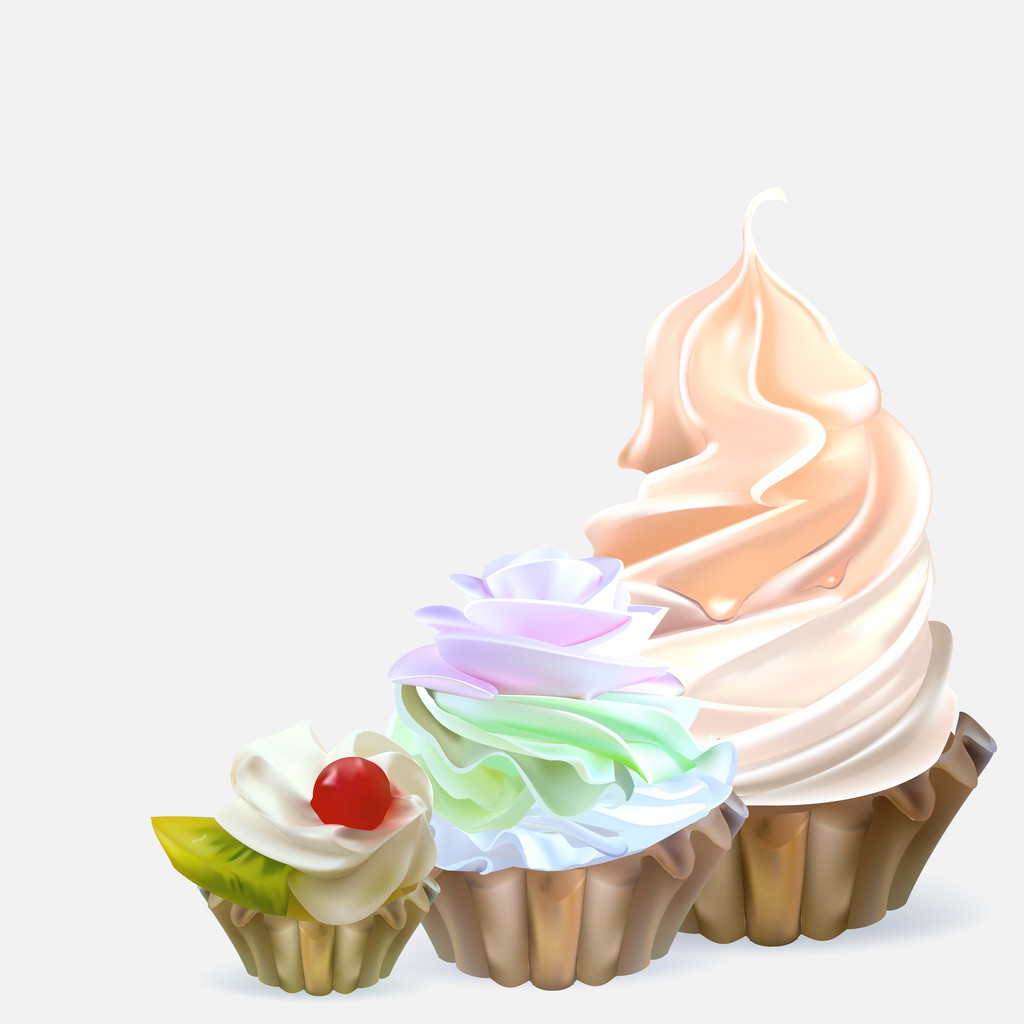 ilustración cesta de la torta aislada con crema, vector
 - Vector, imagen