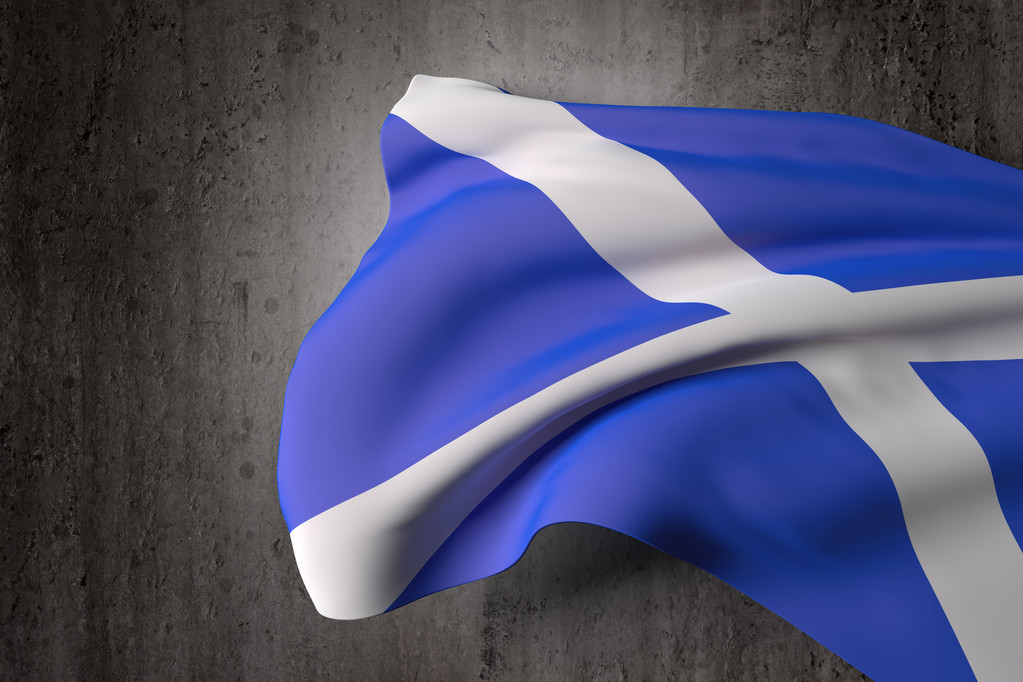 3D-рендерінг прапор Шотландії на фоні брудні - Фото, зображення