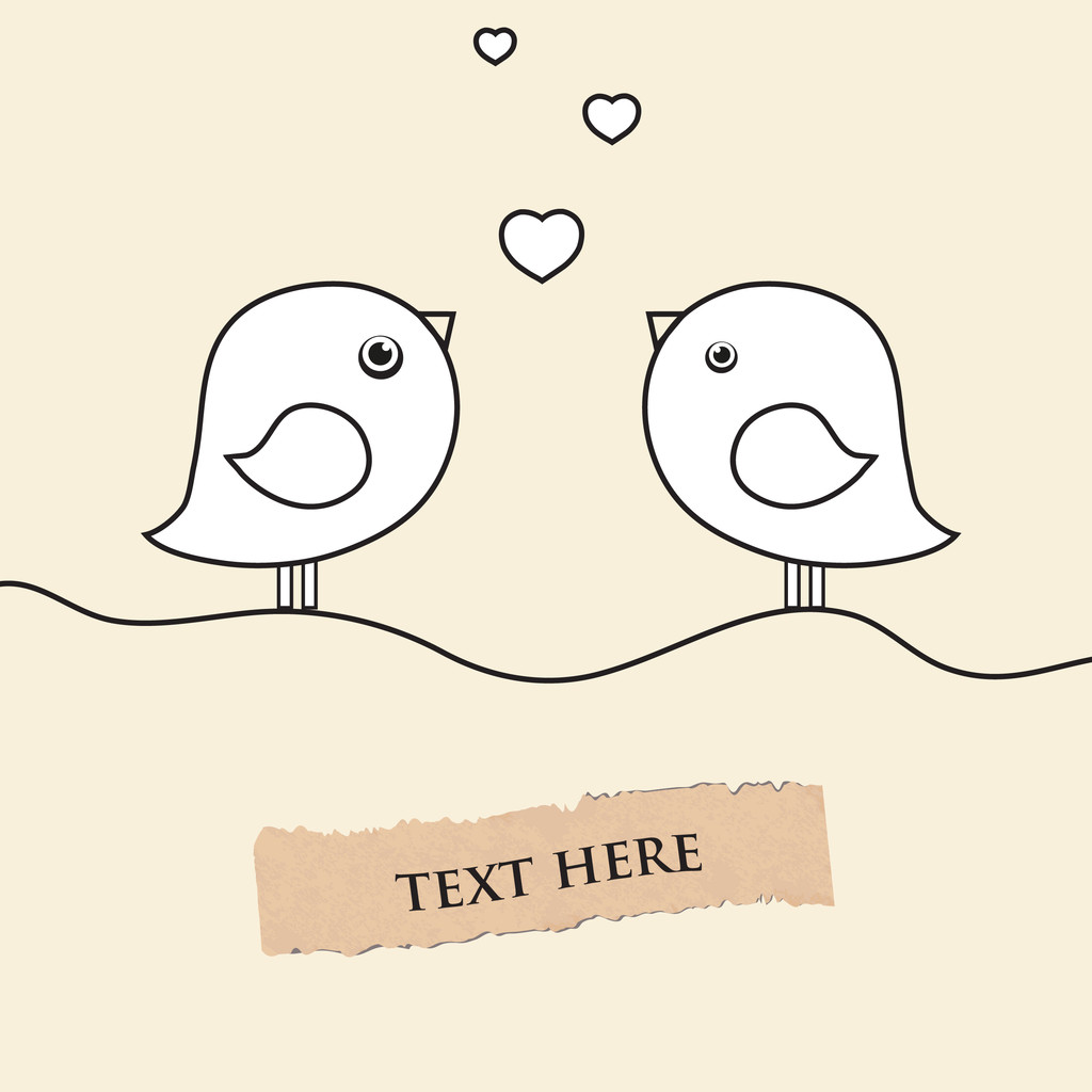 Dvě roztomilé ptáky na den lásky. Roztomilé valentine karta s ptáky - Vektor, obrázek