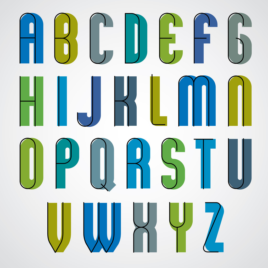 Kleurrijke binaire smalle lettertype - Vector, afbeelding