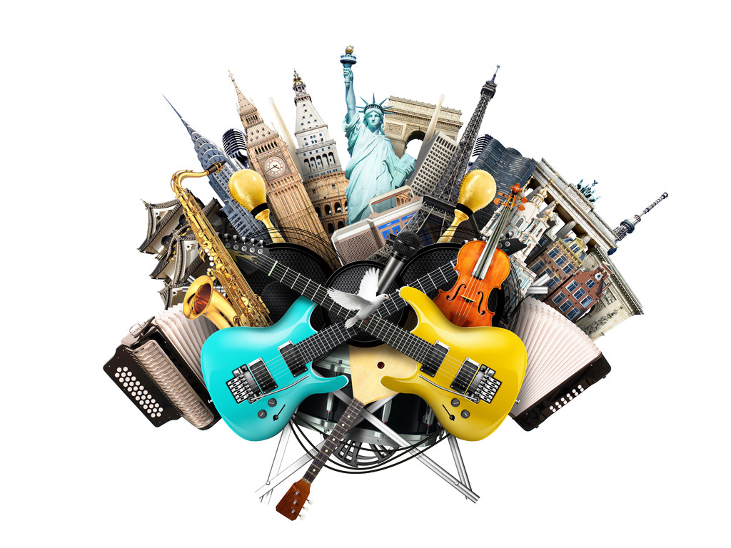 Music collage, musical instruments - Photo, Image