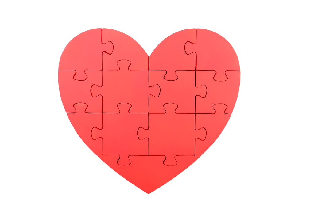 puzzle czerwony serca - Zdjęcie, obraz