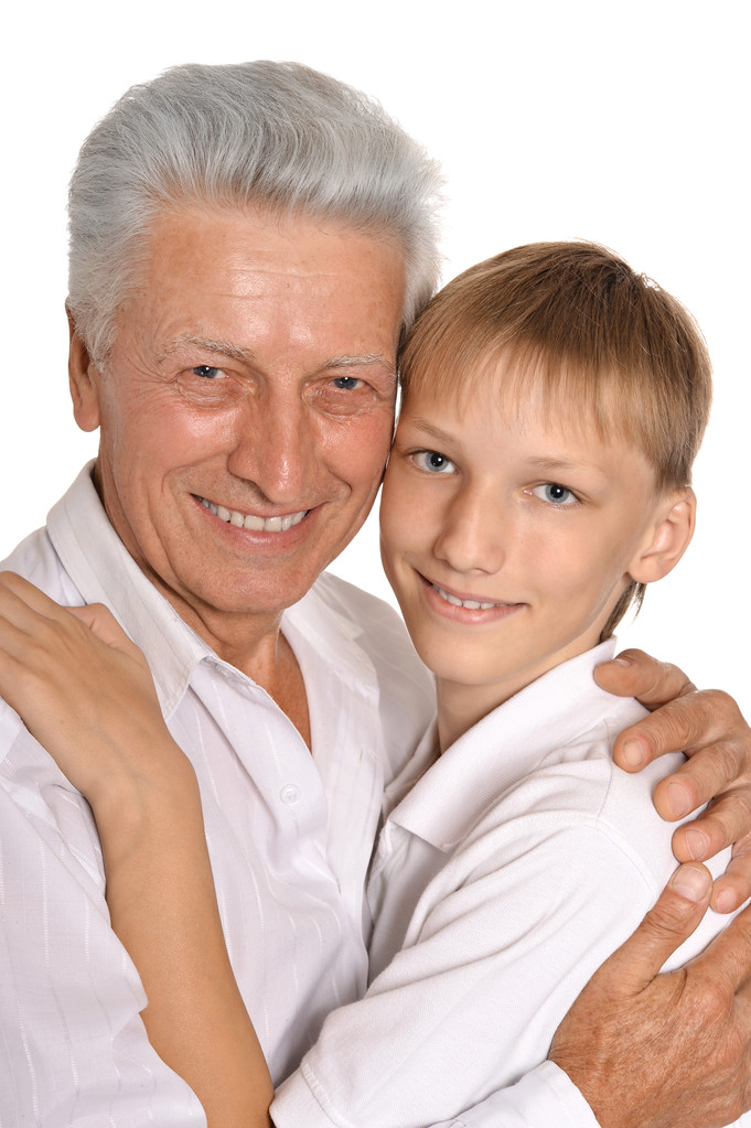Grandfather and grandson embracing - Photo, Image