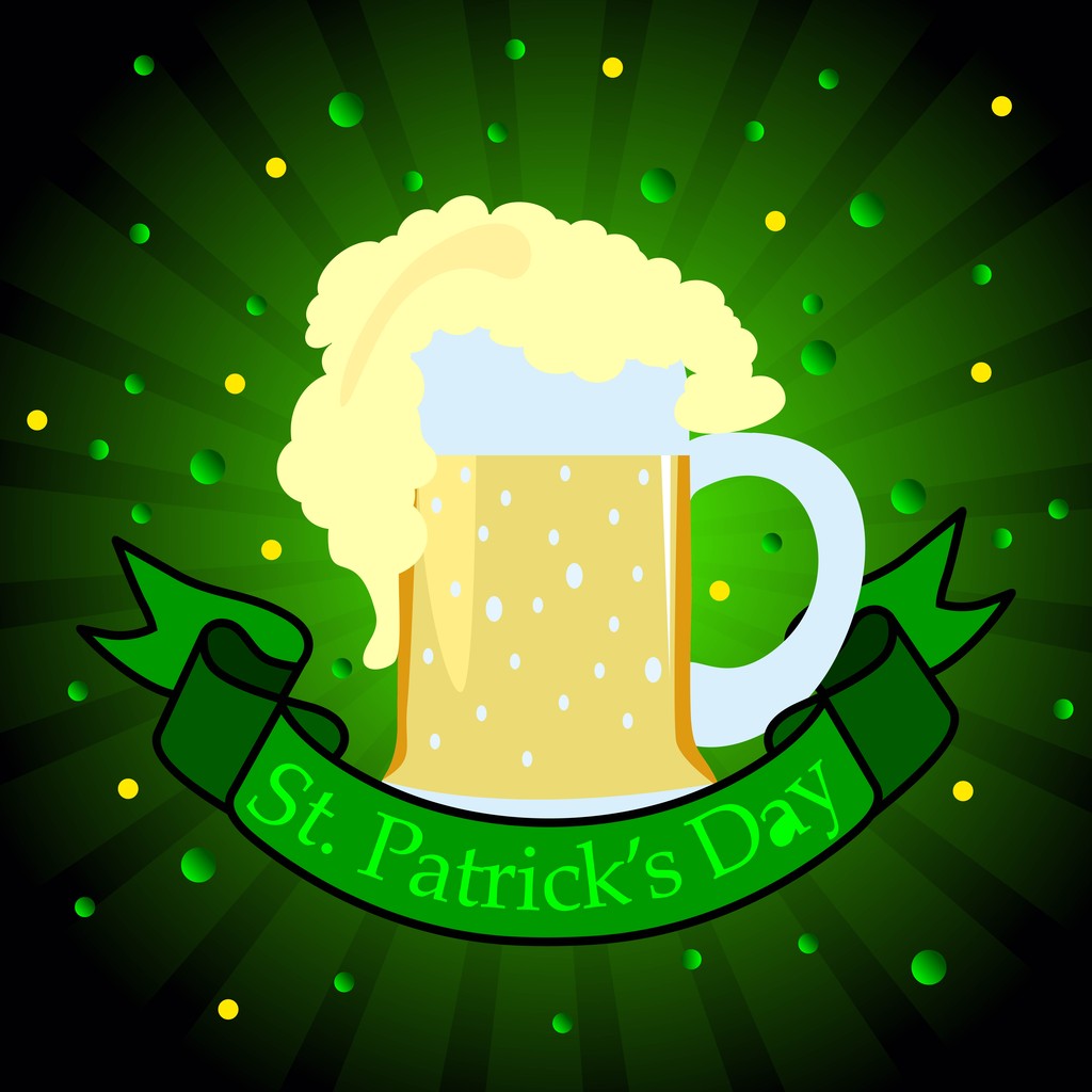 Gradient background with beer mug for Patrick's Day. vector. - Vector, Image