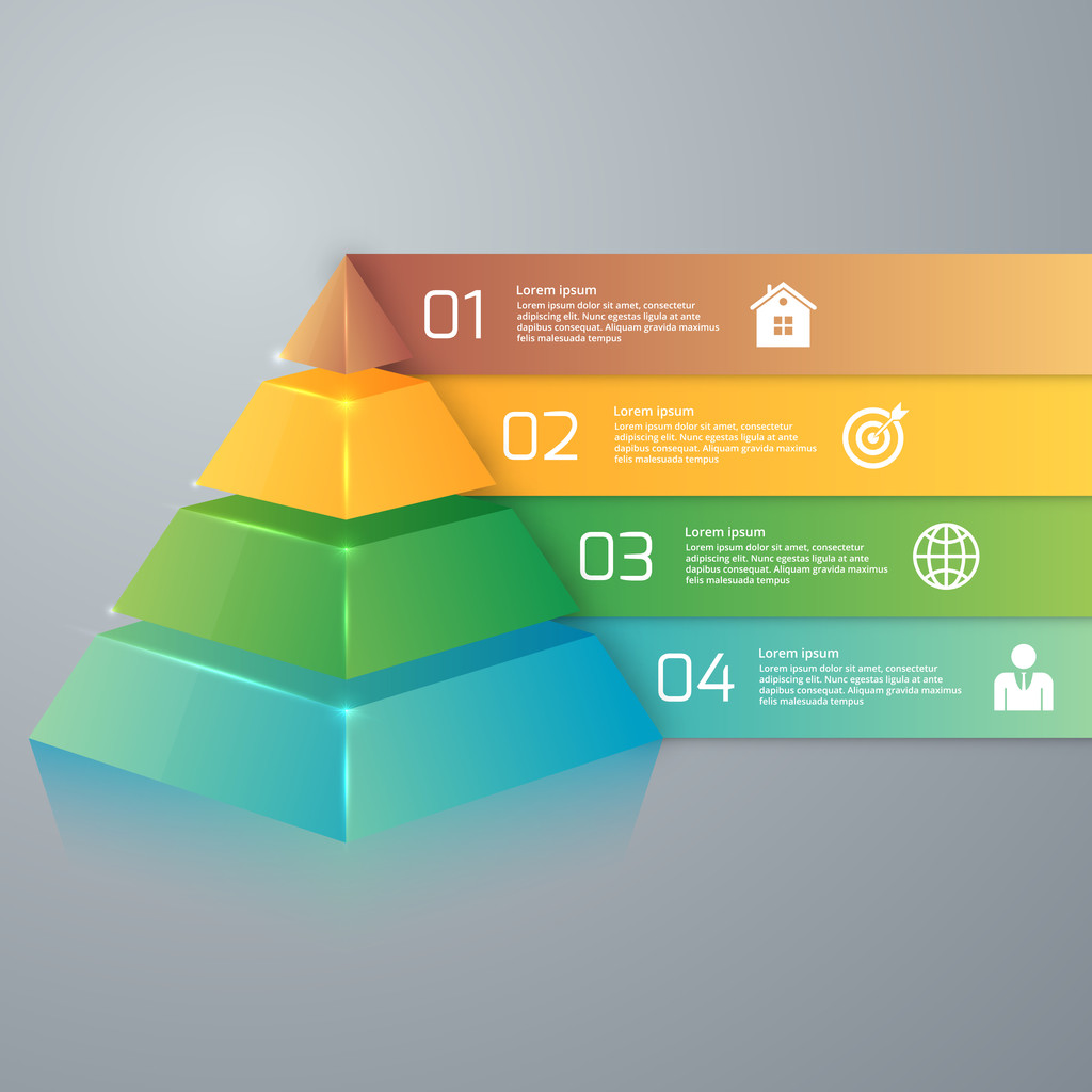 Illustrazione vettoriale infografica piramide quattro opzioni
 - Vettoriali, immagini
