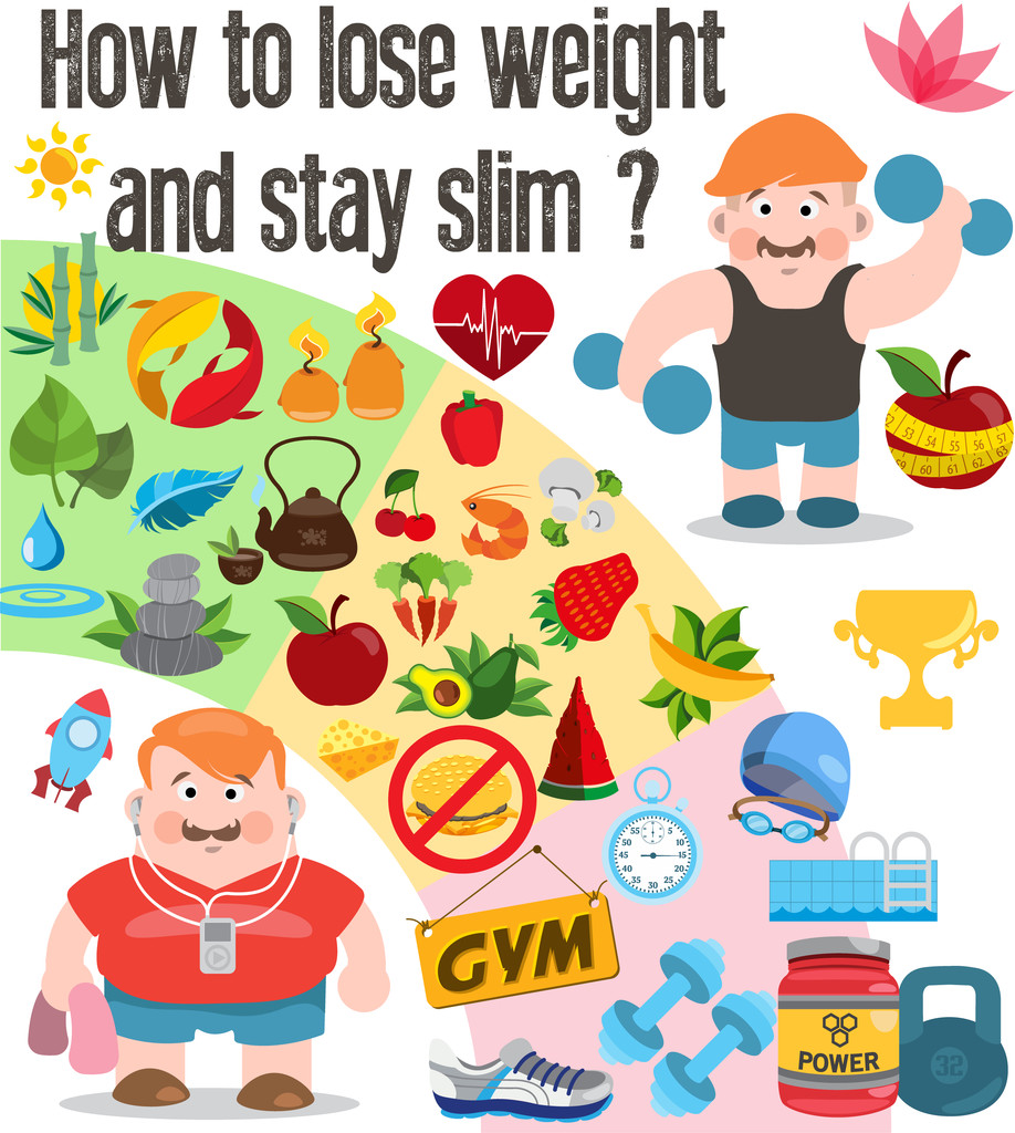 Πώς να χάσουν βάρος και παραμονή slim - Διάνυσμα, εικόνα