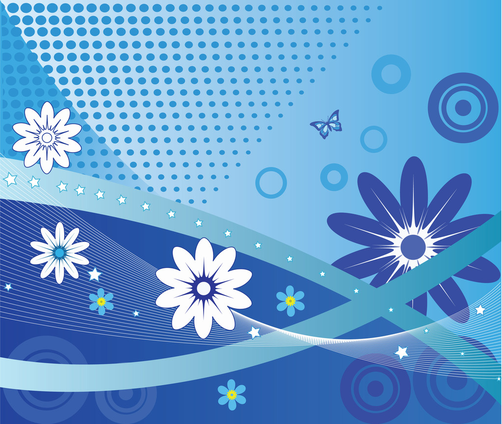 Floral blue vector background - Vector, Image