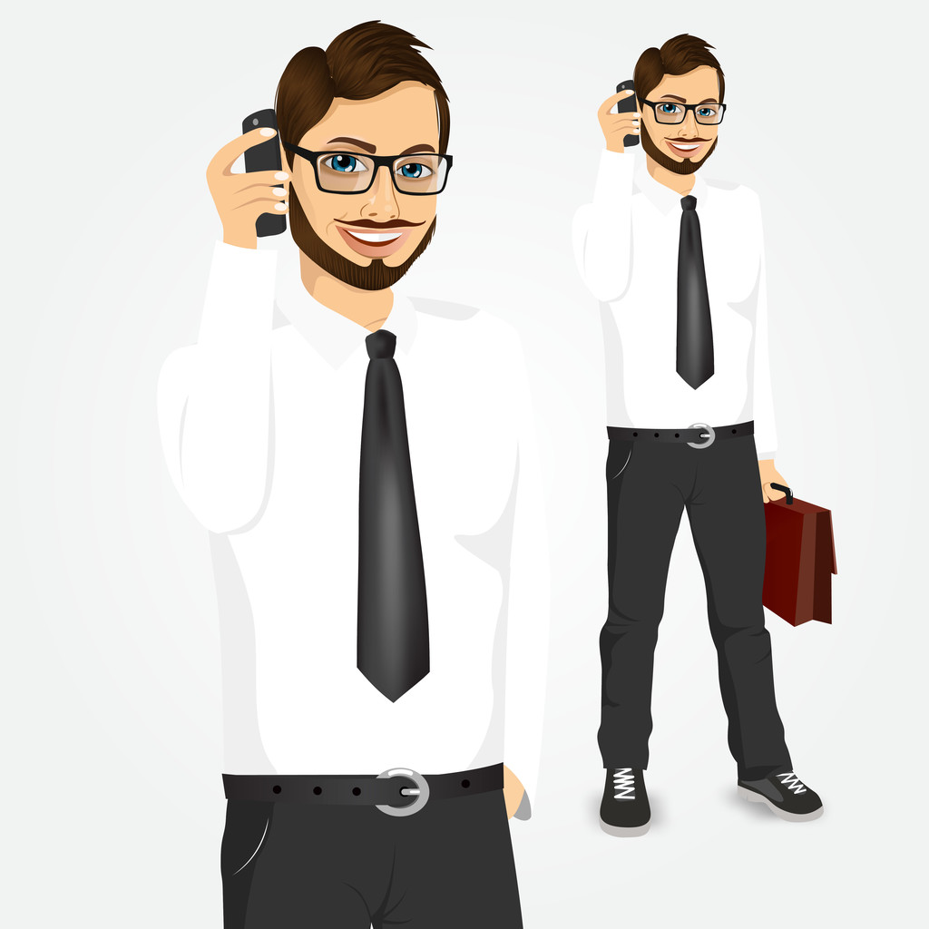 moderno hipster hombre de negocios hablando por teléfono
 - Vector, imagen