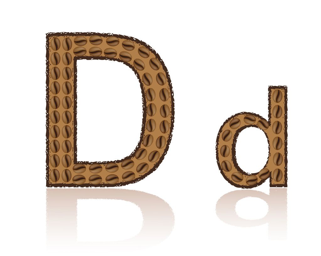 Letter D is made grains of coffee vector illustration - Vector, Image