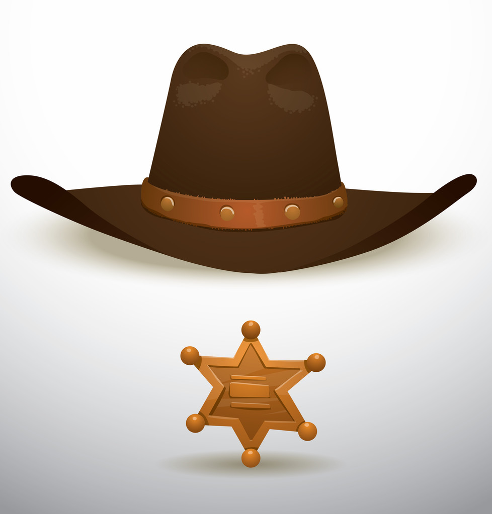 Cowboyhut und Sheriff-Stern - Vektor, Bild