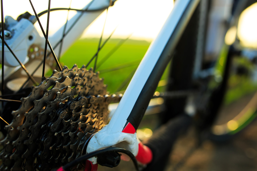 Mooie close-up scène van fiets bij zonsondergang, - Foto, afbeelding