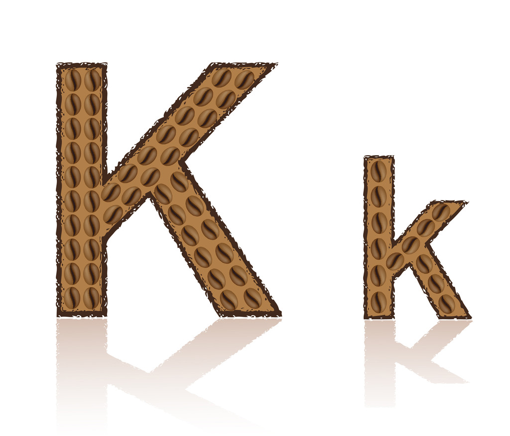 Lettre K est faite grains de café vecteur illustration
 - Vecteur, image