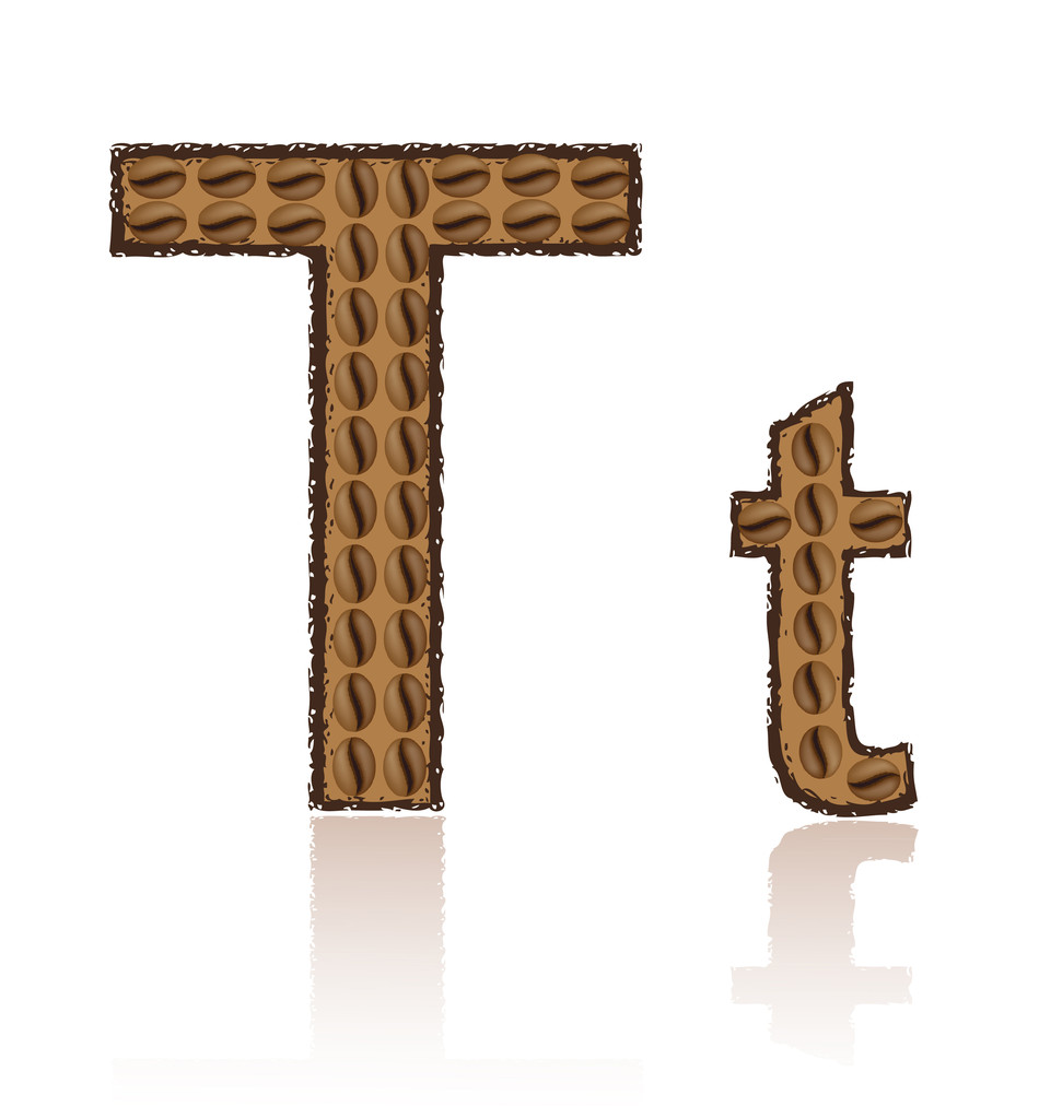 Letter T is made grains of coffee vector illustration - Vector, Image