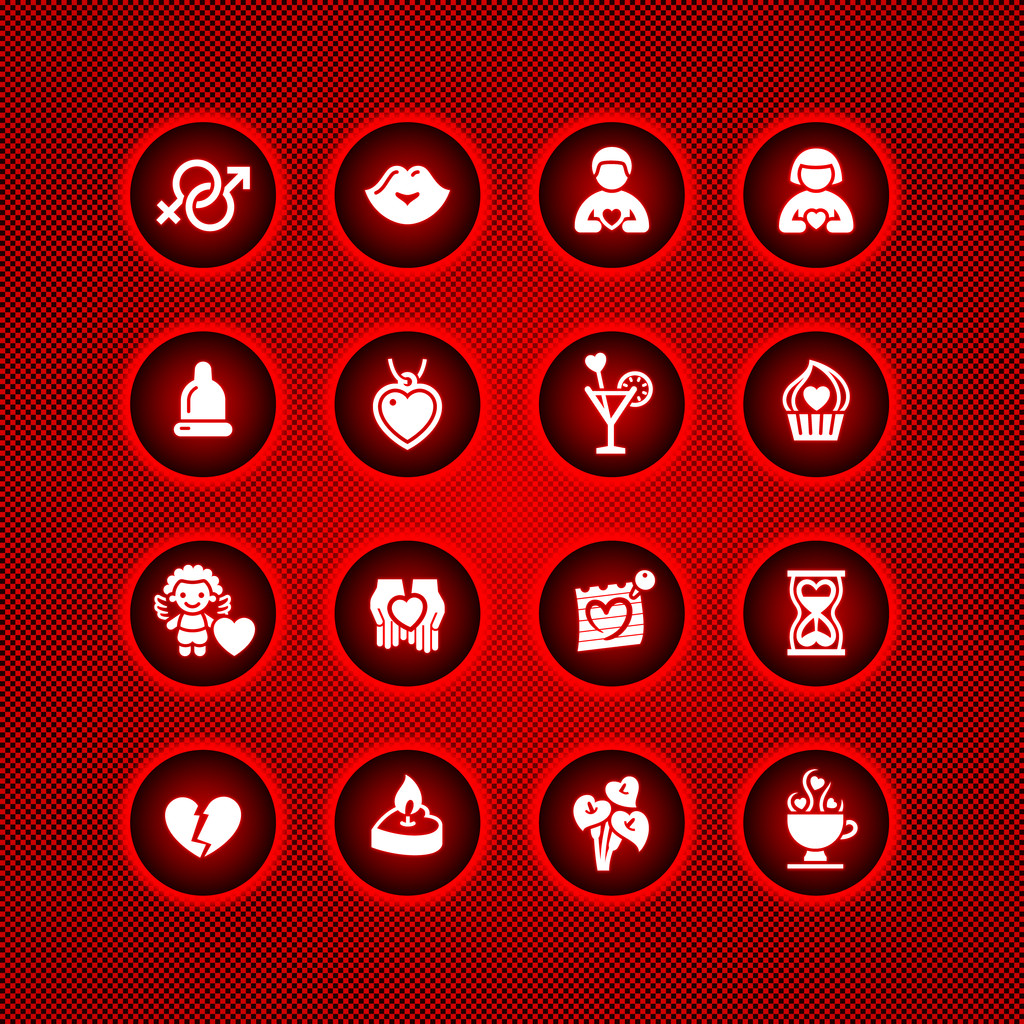 Set valentine's day icons, love romantic symbols - Vector, Image