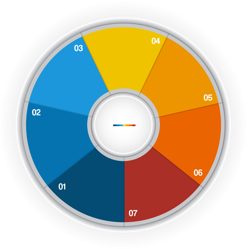 Anello colorato per processo ciclico su sette posizioni
 - Foto, immagini